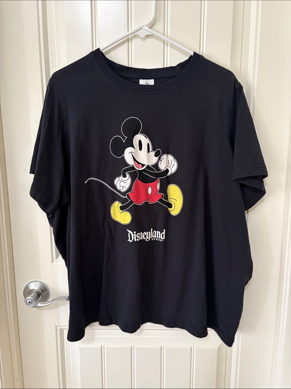 Disney Black Mickey Mouse Disneyland Tee with Red & Yellow Accents‎